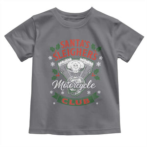 Christmas Motorcycle Biker Toddler T Shirt Santas Sleighers Motorcycle Club TS11 Charcoal Print Your Wear