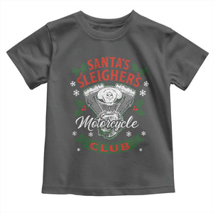 Christmas Motorcycle Biker Toddler T Shirt Santas Sleighers Motorcycle Club TS11 Dark Heather Print Your Wear