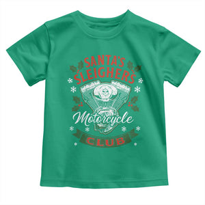 Christmas Motorcycle Biker Toddler T Shirt Santas Sleighers Motorcycle Club TS11 Irish Green Print Your Wear