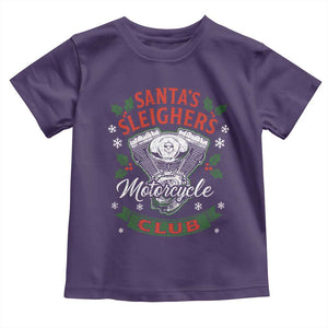 Christmas Motorcycle Biker Toddler T Shirt Santas Sleighers Motorcycle Club TS11 Purple Print Your Wear