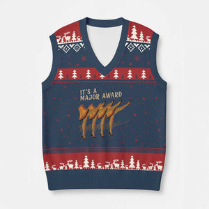 Funny Xmas Movie It's A Major Award V-Neck Knit Sweater Vest Italian Leg Lamp TS11 Navy Red Print Your Wear