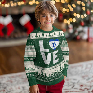 I Love Israel Jewish Gifts Star of David Israeli Ugly Christmas Sweater TS11 Forest Green Beige Print Your Wear
