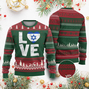 I Love Israel Jewish Gifts Star of David Israeli Ugly Christmas Sweater TS11 Red Green Print Your Wear