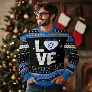 I Love Israel Jewish Gifts Star of David Israeli Hanukkah Ugly Sweater TS11 Black Blue Print Your Wear