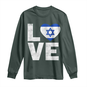 I Love Israel Jewish Gifts Star of David Israeli Long Sleeve Shirt TS11 Dark Forest Green Print Your Wear