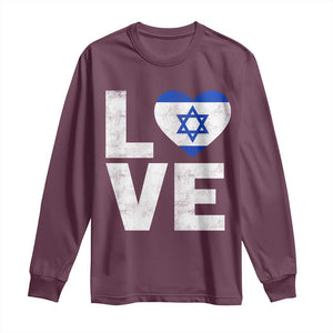 I Love Israel Jewish Gifts Star of David Israeli Long Sleeve Shirt TS11 Maroon Print Your Wear