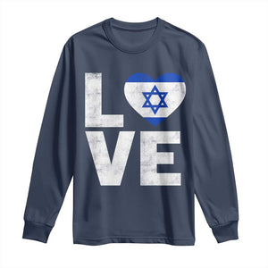 I Love Israel Jewish Gifts Star of David Israeli Long Sleeve Shirt TS11 Navy Print Your Wear