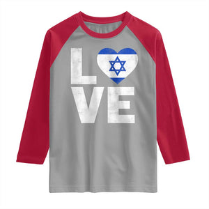 I Love Israel Jewish Gifts Star of David Israeli Raglan Shirt TS11 Sport Gray Red Print Your Wear
