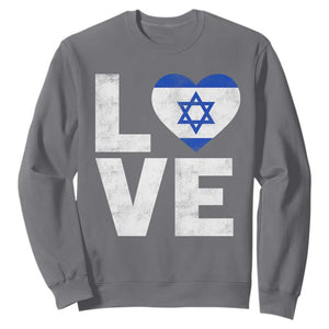 I Love Israel Jewish Gifts Star of David Israeli Sweatshirt TS11 Charcoal Print Your Wear