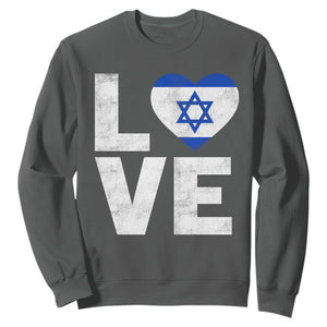 I Love Israel Jewish Gifts Star of David Israeli Sweatshirt TS11 Dark Heather Print Your Wear