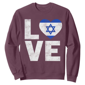 I Love Israel Jewish Gifts Star of David Israeli Sweatshirt TS11 Maroon Print Your Wear