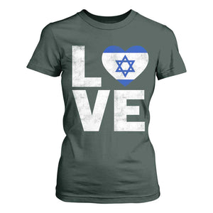 I Love Israel Jewish Gifts Star of David Israeli T Shirt For Women TS11 Dark Forest Green Print Your Wear