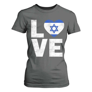 I Love Israel Jewish Gifts Star of David Israeli T Shirt For Women TS11 Dark Heather Print Your Wear