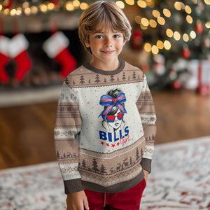 Funny BFB Football Lover Ugly Christmas Sweater Sport Fan Game Day Messy Bun TS11 Mocha Mousse Print Your Wear
