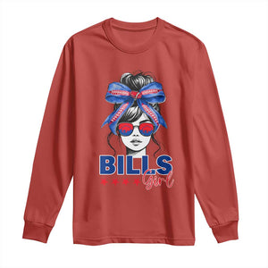 Funny BFB Football Lover Long Sleeve Shirt Sport Fan Game Day Messy Bun TS11 Red Print Your Wear
