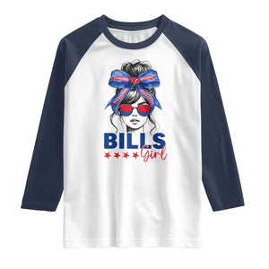 Funny BFB Football Lover Raglan Shirt Sport Fan Game Day Messy Bun TS11 White Navy Print Your Wear