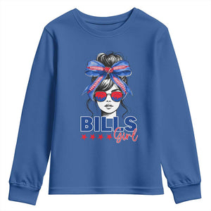 Funny BFB Football Lover Youth Sweatshirt Sport Fan Game Day Messy Bun TS11 Royal Blue Print Your Wear
