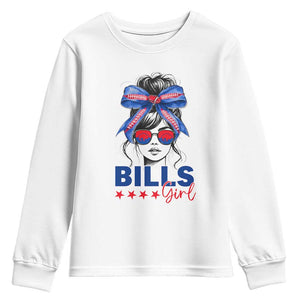 Funny BFB Football Lover Youth Sweatshirt Sport Fan Game Day Messy Bun TS11 White Print Your Wear