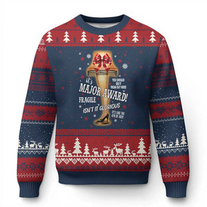 Funny Xmas Movie Ugly Christmas Sweater It Is A Major Award Fragile Italian Leg Lamp TS11 Navy Red Print Your Wear