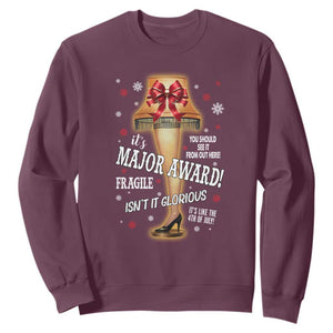 Funny Christmas Movie Sweatshirt It Is A Major Award Fragile Italian Leg Lamp TS11 Maroon Print Your Wear
