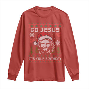 Funny Go Jesus It Is Your Birthday Long Sleeve Shirt Christian Christmas Party TS11 Red Print Your Wear
