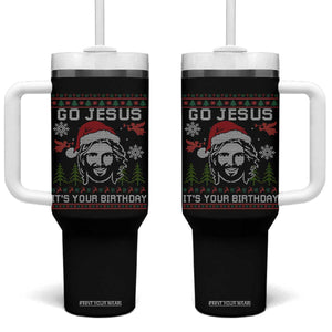 Funny Go Jesus It Is Your Birthday Tumbler With Handle Christian Christmas Party TS11 One Size: 40 oz Black Print Your Wear