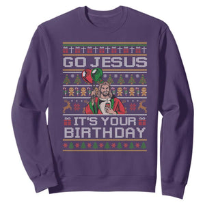 Funny Go Jesus Its Your Birthday Sweatshirt Christmas Christian Religious God TS11 Purple Print Your Wear