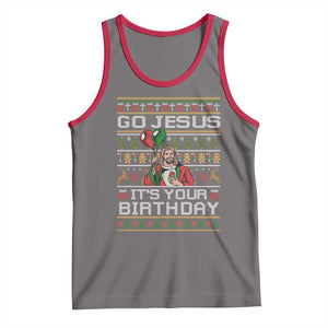 Funny Go Jesus Its Your Birthday Tank Top Christmas Christian Religious God TS11 Deep Heather Red Print Your Wear