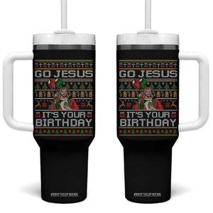 Funny Go Jesus Its Your Birthday Tumbler With Handle Christmas Christian Religious God TS11 One Size: 40 oz Black Print Your Wear