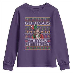 Funny Go Jesus Its Your Birthday Youth Sweatshirt Christmas Christian Religious God TS11 Purple Print Your Wear