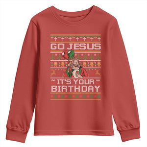 Funny Go Jesus Its Your Birthday Youth Sweatshirt Christmas Christian Religious God TS11 Red Print Your Wear