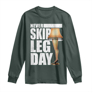 Funny Never Skip Leg Day Christmas Movie Long Sleeve Shirt Italian Leg Lamp TS11 Dark Forest Green Print Your Wear