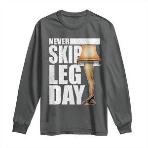 Funny Never Skip Leg Day Christmas Movie Long Sleeve Shirt Italian Leg Lamp TS11 Dark Heather Print Your Wear