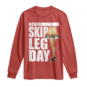 Funny Never Skip Leg Day Christmas Movie Long Sleeve Shirt Italian Leg Lamp TS11 Red Print Your Wear