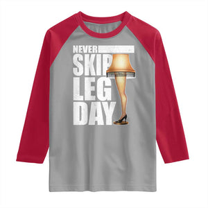 Funny Never Skip Leg Day Christmas Movie Raglan Shirt Italian Leg Lamp TS11 Sport Gray Red Print Your Wear