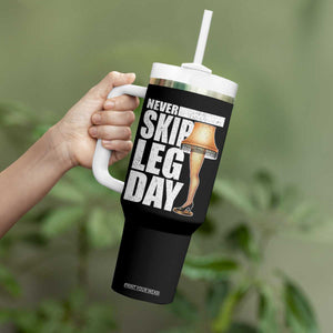 Funny Never Skip Leg Day Christmas Movie Tumbler With Handle Italian Leg Lamp TS11 Print Your Wear