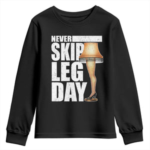 Funny Never Skip Leg Day Christmas Movie Youth Sweatshirt Italian Leg Lamp TS11 Black Print Your Wear