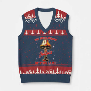 Funny Xmas Movie V-Neck Knit Sweater Vest You Were Always Jealous Of This Lamp Italian Leg Lamp TS11 Navy Red Print Your Wear