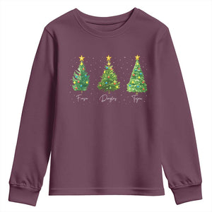 Funny Subtle FDT Resist Christmas Youth Sweatshirt Fraser Douglass Trojan Xmas Tree TS11 Maroon Print Your Wear