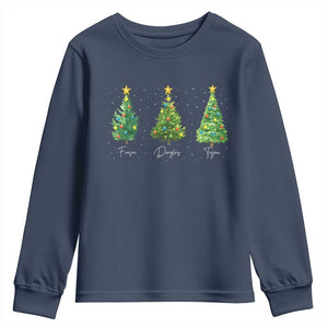 Funny Subtle FDT Resist Christmas Youth Sweatshirt Fraser Douglass Trojan Xmas Tree TS11 Navy Print Your Wear