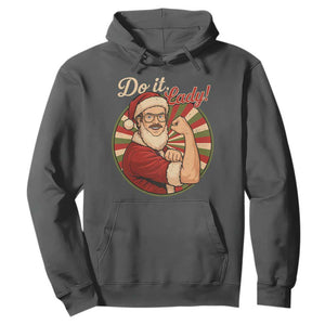 Funny Christmas Do It Lady Hoodie Mustache Guy Meme Santa Cosplay TS11 Dark Heather Print Your Wear
