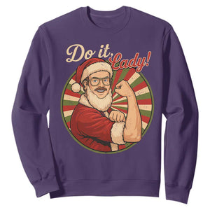 Funny Christmas Do It Lady Sweatshirt Mustache Guy Meme Santa Cosplay TS11 Purple Print Your Wear