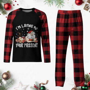 Funny Naughty Christmas Santa Plaid Pajama Set I'm Laying On Your Present TS11 Buffalo Plaid Print Your Wear
