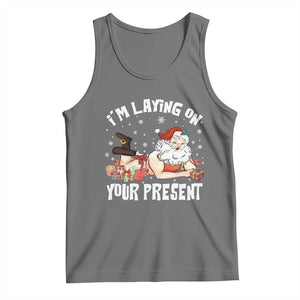 Funny Naughty Christmas Santa Tank Top I'm Laying On Your Present TS11 Black Heather Print Your Wear