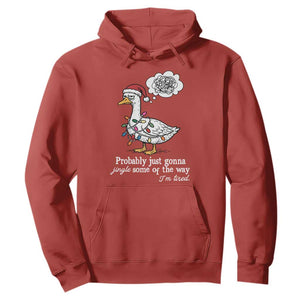 Probably Just Gonna Jingle Some Of The Way I'm Tired Hoodie Funny Christmas Goose TS11 Red Print Your Wear