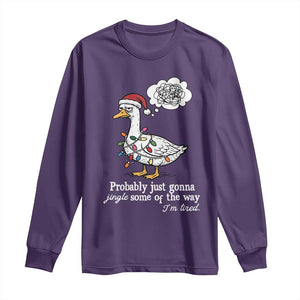 Probably Just Gonna Jingle Some Of The Way I'm Tired Long Sleeve Shirt Funny Christmas Goose TS11 Purple Print Your Wear