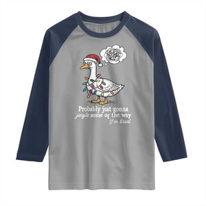 Probably Just Gonna Jingle Some Of The Way I'm Tired Raglan Shirt Funny Christmas Goose TS11 Sport Gray Navy Print Your Wear
