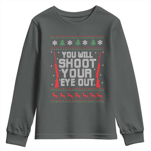 Funny You'll Shoot Your Eye Out Kid Youth Sweatshirt Christmas Movie Guns TS11 Dark Heather Print Your Wear