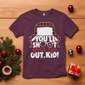 Funny You Will Shoot Your Eye Out Kid T Shirt Christmas Movie Glasses Hat TS11 Maroon Print Your Wear