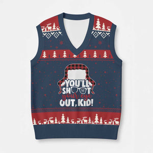 Funny You Will Shoot Your Eye Out Kid V-Neck Knit Sweater Vest Xmas Movie Glasses Hat TS11 Navy Red Print Your Wear